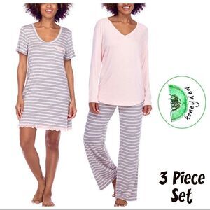 HONEYDEW Ladies Soft Stretch 3-piece Pajama Set